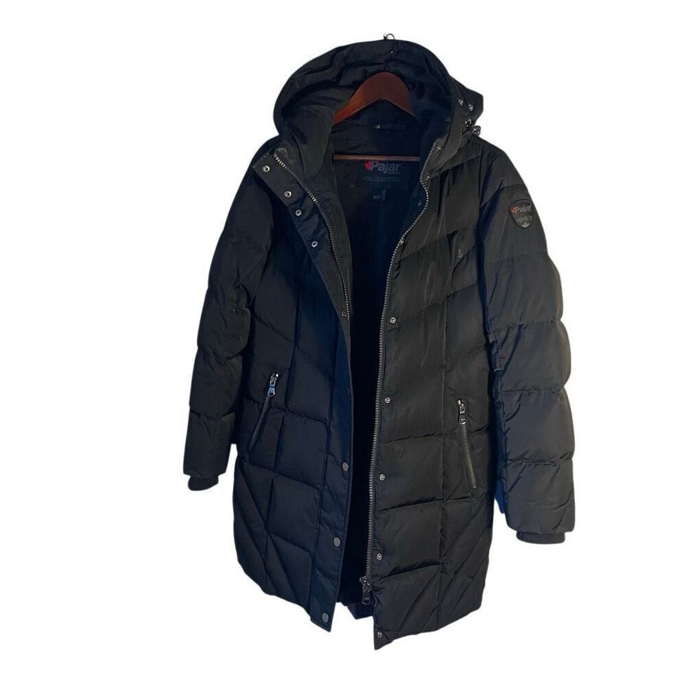 Pajar Canada Down Puffer Hooded Zip up Snap Jacket S Black